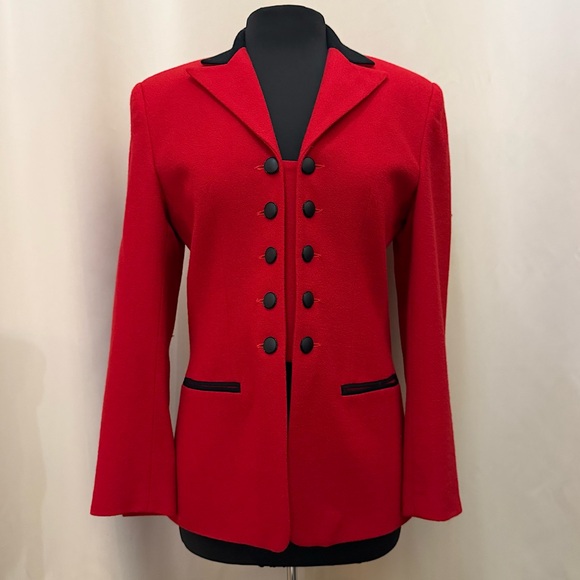 JULES MILLER Vintage Red Wool Military Blazer, Equestrian Riding Style, Made USA - Picture 3 of 12